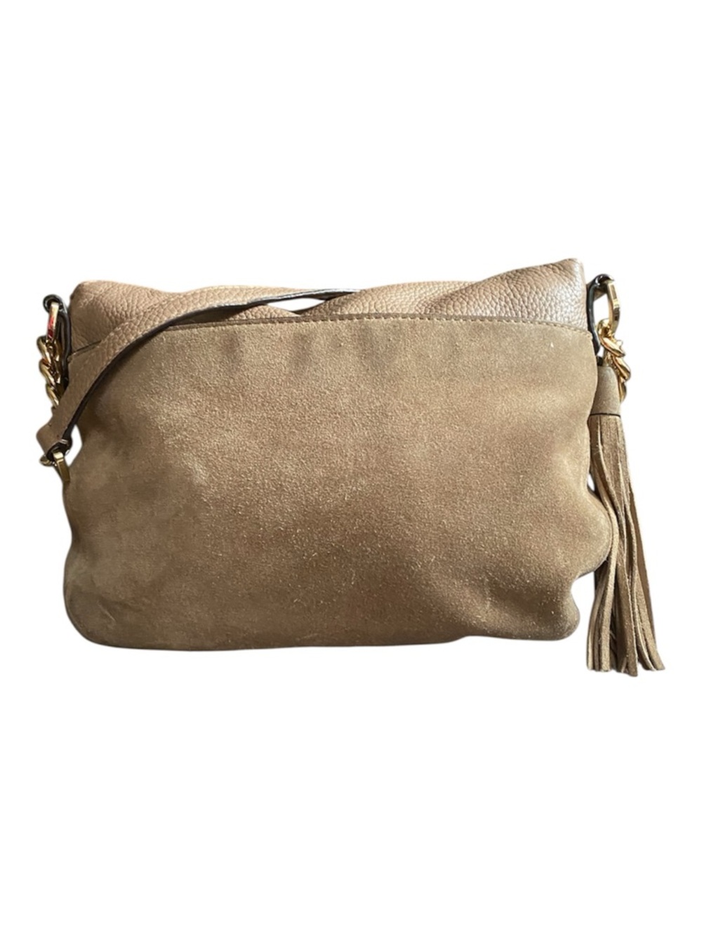 Michael Kors Taupe Leather & Suede Hobo with Gold Chain Accent - Picture 6 of 7